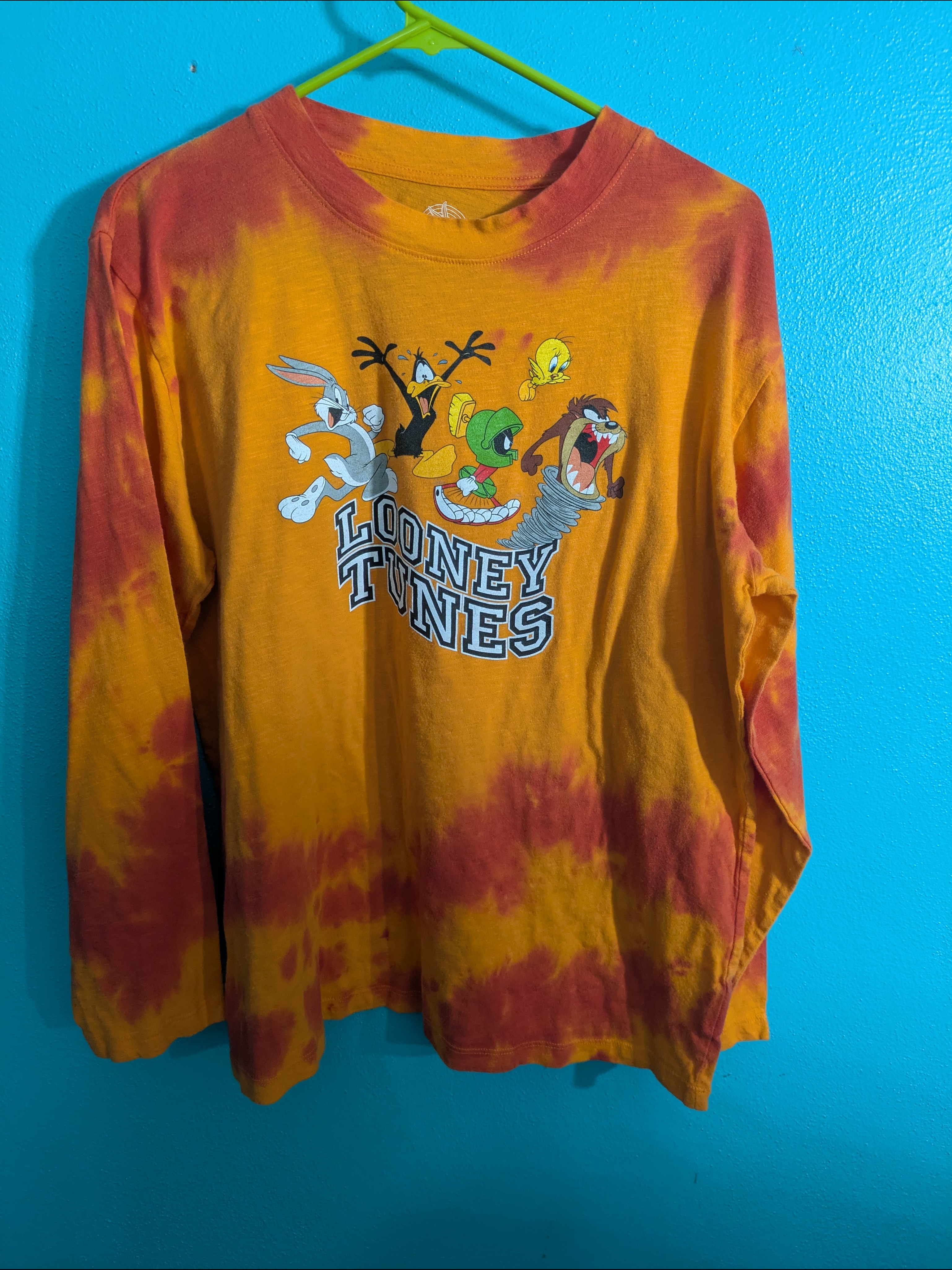 Warner Bros. Looney Tunes Orange And Red Tie-Dye Long Sleeve Tee